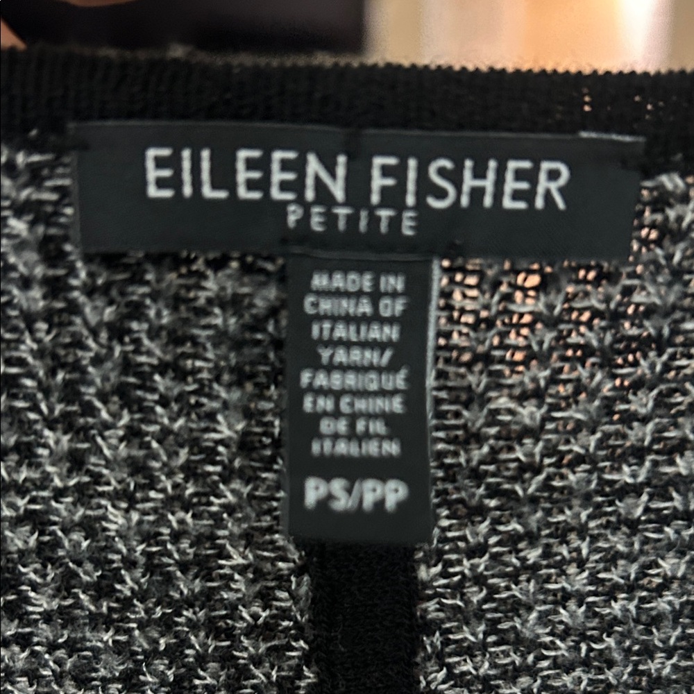 Eileen Fisher Black and Gray Open Cardigan - Picture 6 of 8